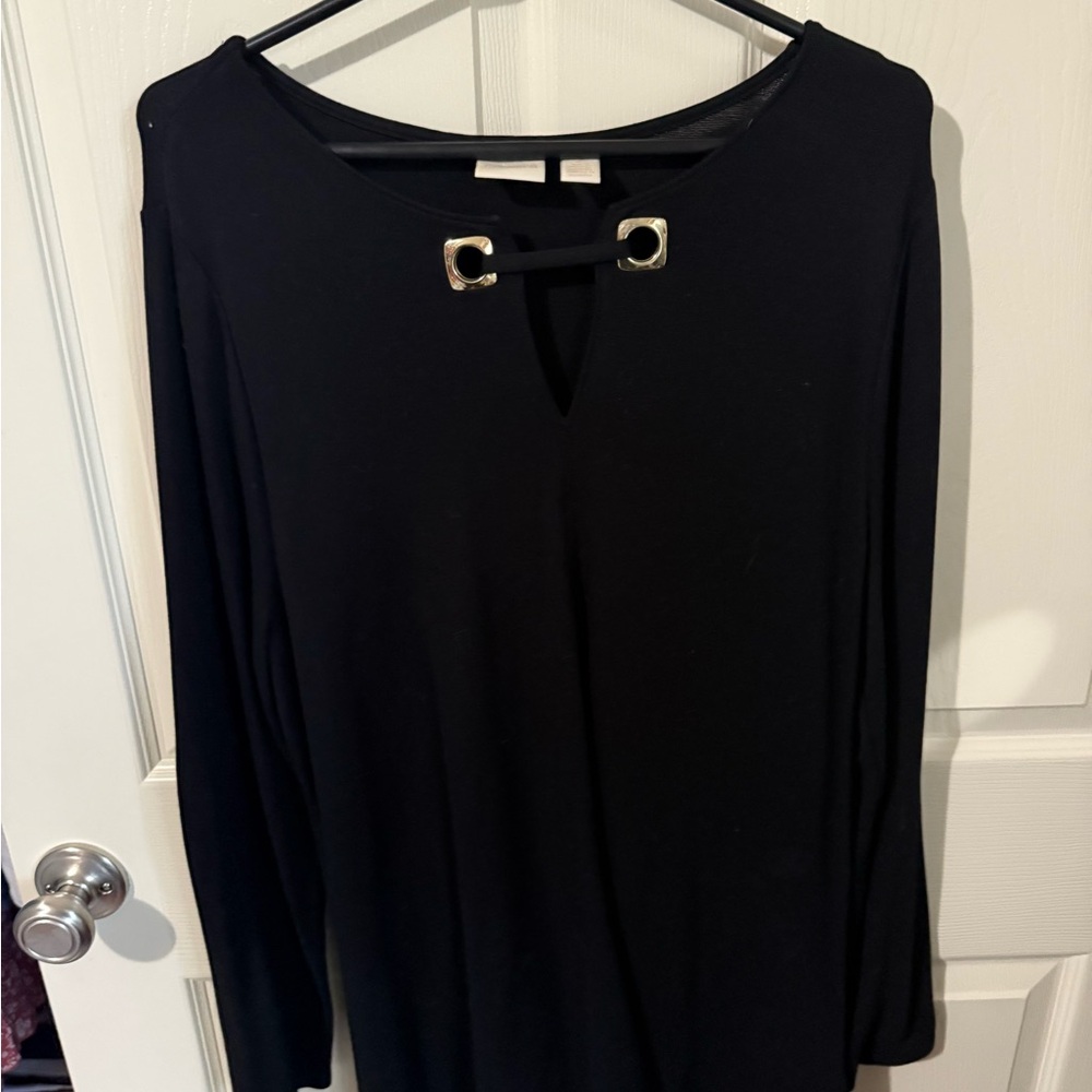 Elegant Black Women's Top with Gold Accents